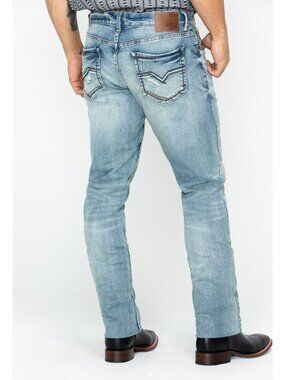 Moonshine Spirit Slim Straight Stretch Denim Jeans 32W 34L